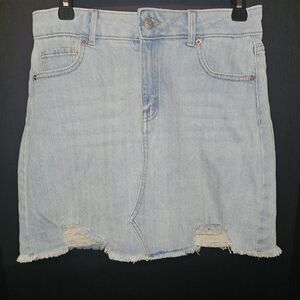 Wild Fable Light Blue Demin Distressed Frayed Mini Skirt